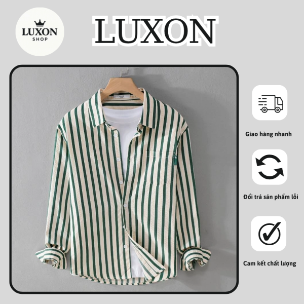 Áo sơ mi sọc trắng xanh