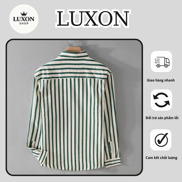 Áo sơ mi sọc trắng xanh