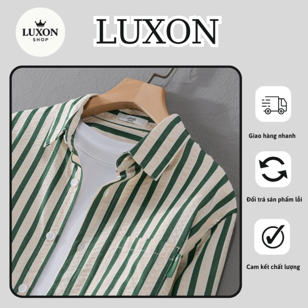 Áo sơ mi sọc trắng xanh