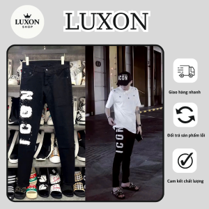 Quần Jean nam màu đen DSQ ICON vẩy sơn
