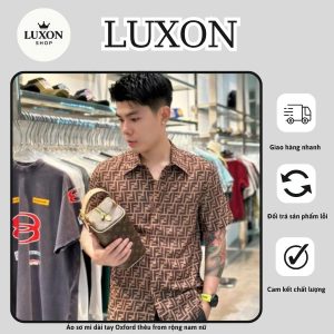 áo sơ mi cộc tay họa tiết FENDI