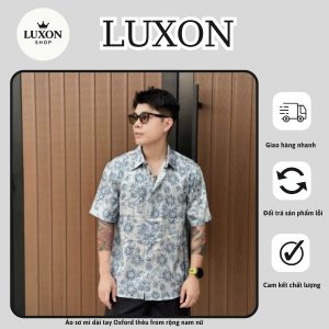 Áo sơ mi cộc tay DIOR kiểu Toile De Jouy
