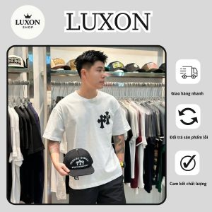 Áo Thun Nam Luxon In Họa Tiết Thánh Giá – Street Style Cá Tính, Vải Cotton Dày Form Oversize